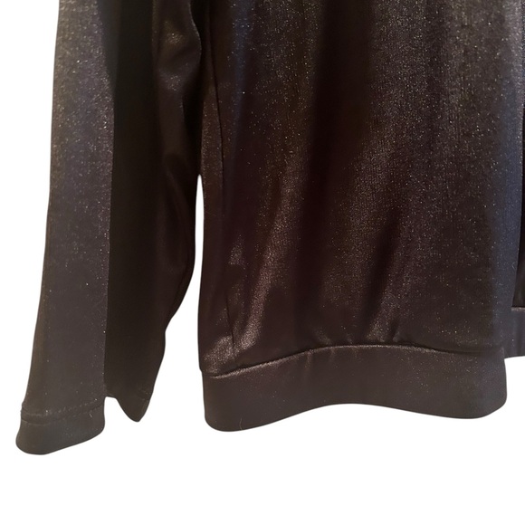 NWT International Concepts black v neck coated long sleeve blouse size XLP - Picture 3 of 10